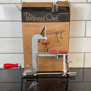 Pampered Chef Silver and Red Apple Peeler/Corer/Slicer